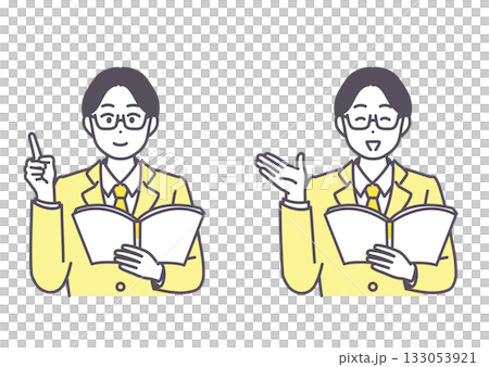 Illustration of a business man explaining and explaining Illustration of a business man explaining and explaining 133053921