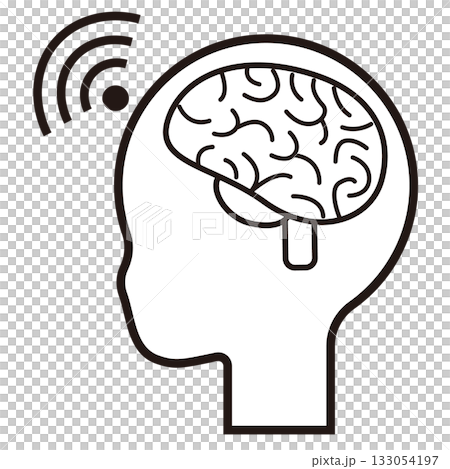 Monochrome icon illustration of brain waves Monochrome icon illustration of brain waves 133054197