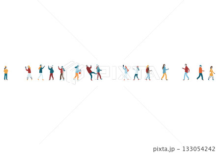 行き交う通行人たちのデザイン素材 133054242