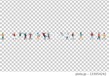 行き交う通行人たちのデザイン素材 133054242
