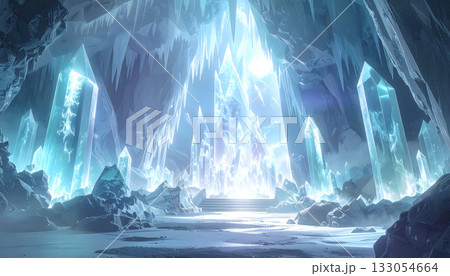 氷と水晶に覆われた世界の風景 氷と水晶に覆われた世界の風景 133054664