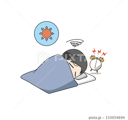 寝起きが悪い男性のイラスト 寝起きが悪い男性のイラスト 133054694