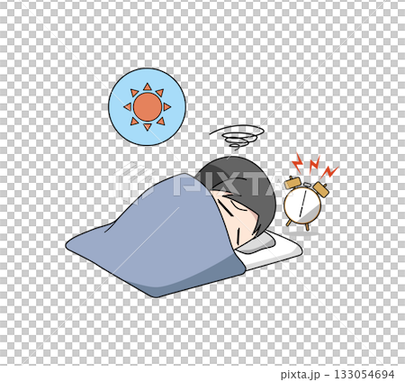 寝起きが悪い男性のイラスト 寝起きが悪い男性のイラスト 133054694