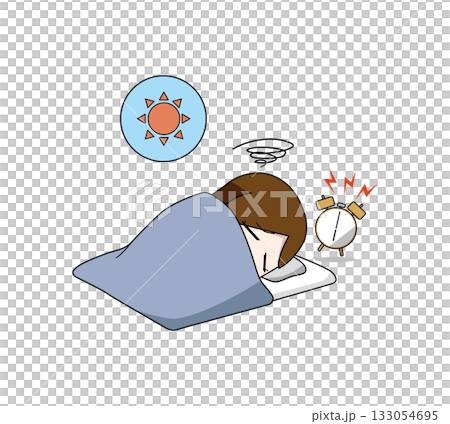 一幅難以起床的女性插圖 一幅難以起床的女性插圖 133054695