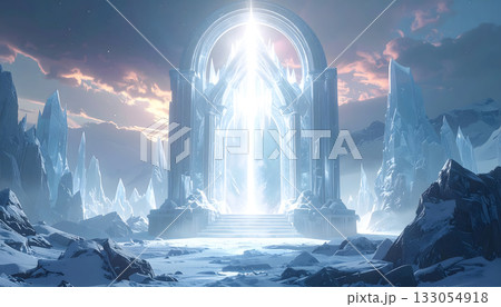 巨大なクリスタルがある神秘の世界 巨大なクリスタルがある神秘の世界 133054918