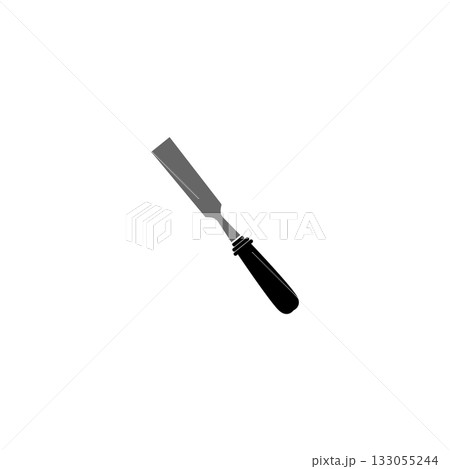 wood carving gouge flat black solid vector illustration isolated on white background 133055244