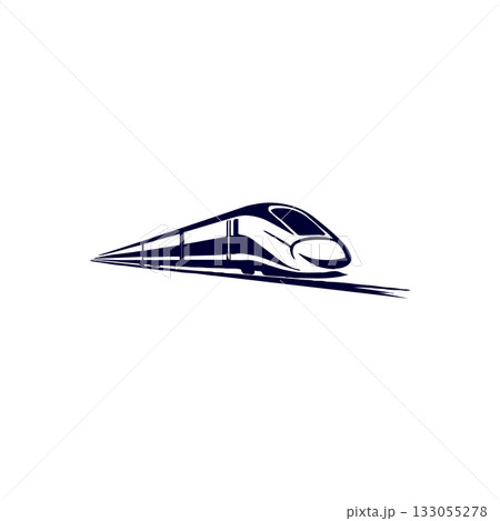 Black and white graphic of high-speed bullet train on white background Black and white graphic of high-speed bullet train on white background 133055278