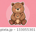 ポップで可愛い親子熊のイラスト 133055301