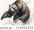 今にも襲い掛かろうとしているクマのイラスト 133055355