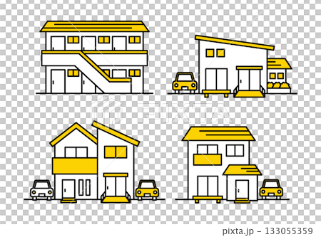 Apartment, detached house, flat icon illustration set / vector 133055359