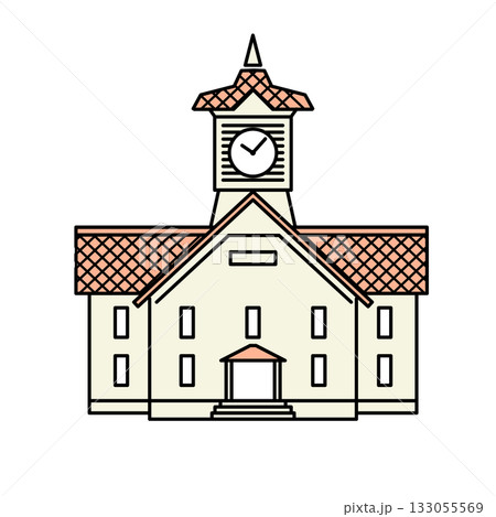 イラスト素材: 札幌時計台のシンプルな建物イラスト 133055569