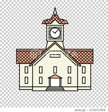 イラスト素材: 札幌時計台のシンプルな建物イラスト 133055569