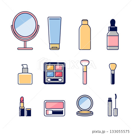 メイク道具のピクトグラムアイコンイラストセット / ベクター 133055575