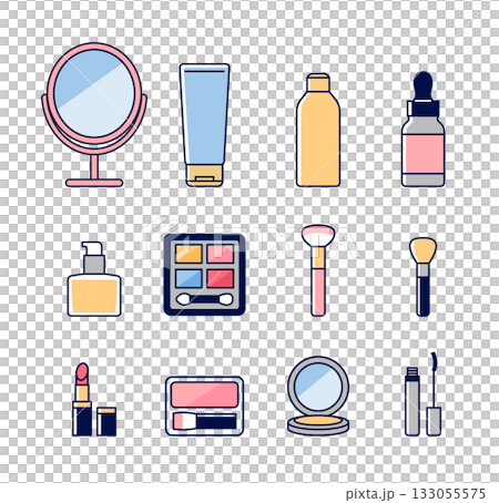 メイク道具のピクトグラムアイコンイラストセット / ベクター 133055575