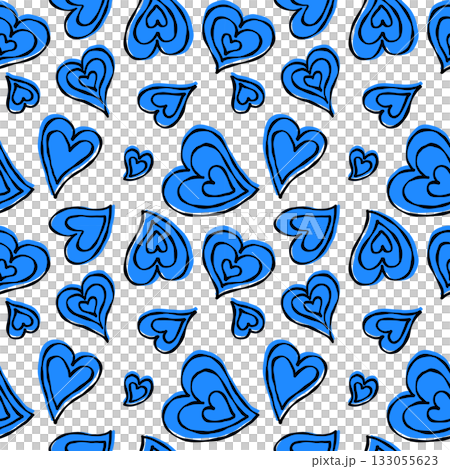 手繪心形無縫圖案（藍色） 133055623