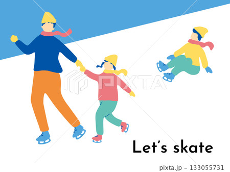 スケートを楽しむ家族 スケートを楽しむ家族 133055731
