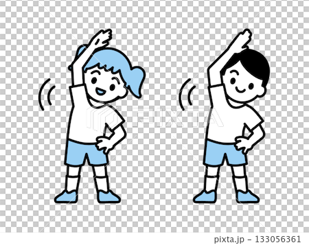 準備運動をする子ども02 133056361