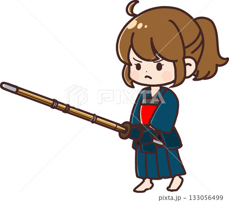 剣道をしている女の子 (袴紺) 剣道をしている女の子 (袴紺) 133056499