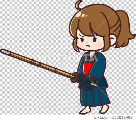 Girl practicing kendo (navy blue hakama) 133056499