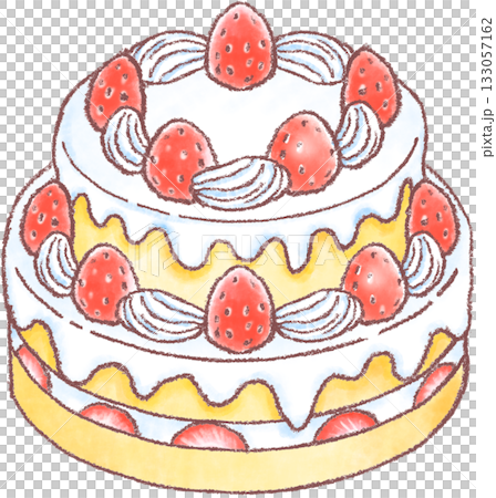 White cream strawberry cake_birthday cake_two-tiered cake White cream strawberry cake_birthday cake_two-tiered cake 133057162