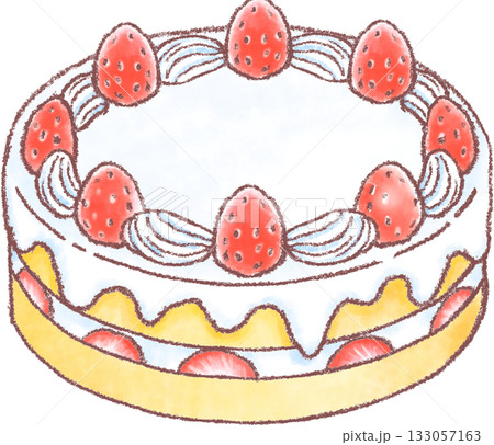 白い生クリームの苺のケーキ_お誕生日ケーキ 133057163