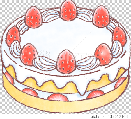 白い生クリームの苺のケーキ_お誕生日ケーキ 133057163