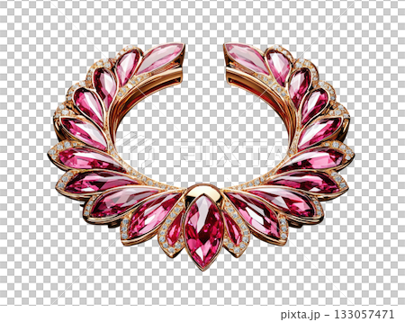 Elegant luxury jewelry necklace with ruby and diamond gemstone. beautiful gold wreath design for high fashion Elegant luxury jewelry necklace with ruby and diamond gemstone. beautiful gold wreath design for high fashion 133057471