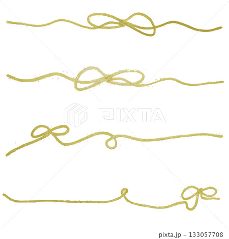 かすれが美しい金リボンセット／手描き風装飾素材 133057708