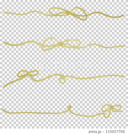 かすれが美しい金リボンセット／手描き風装飾素材 133057708