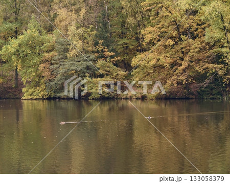 autumn forest reflection, serene fall landscape featuring colorful trees and peaceful water surface autumn forest reflection, serene fall landscape featuring colorful trees and peaceful water surface 133058379