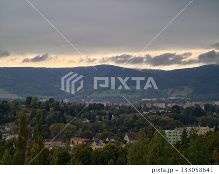 distant hills and peaceful town, photographer captures tranquil sunset with rolling hills distant hills and peaceful town, photographer captures tranquil sunset with rolling hills 133058641