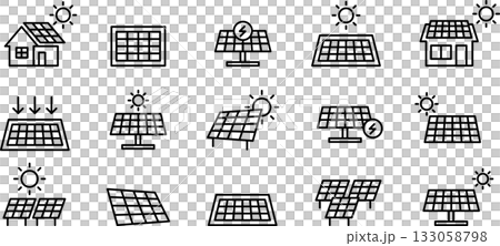 可編輯的太陽能板圖示。太陽能、太陽能板、太陽能電池、環保 133058798