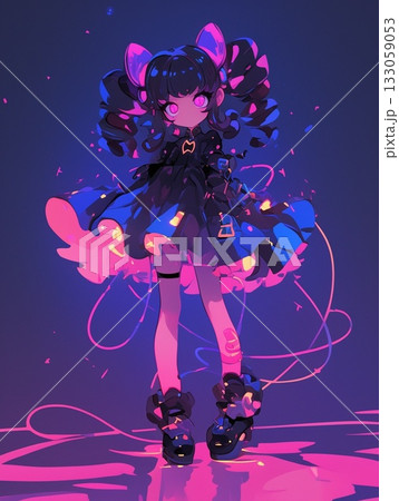 デフォルメされたちびキャラ風な女の子 133059053