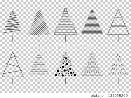 色々なクリスマスツリーのイラスト素材 133059260