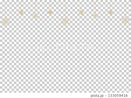 雪の結晶と星のフレーム風ベクターイラスト素材(シャンパンゴールド) 133059416