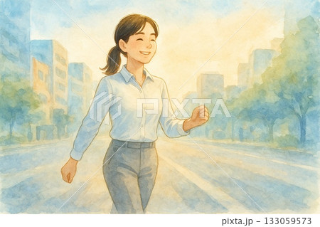 【City Grace Series】新しい一日に向かって歩き出すビジネスウーマン 133059573