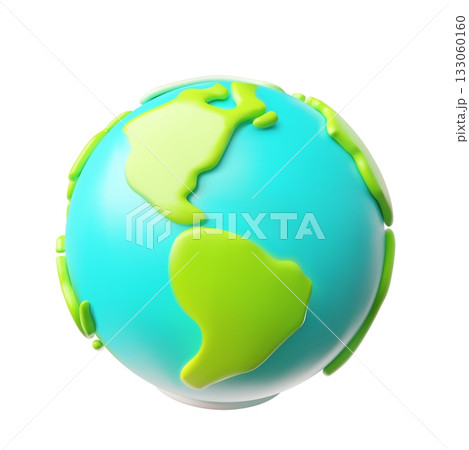 Planet Earth 3D cartoon plastic style vector icon, render globe with continents and oceans, Ecology volume symbol Planet Earth 3D cartoon plastic style vector icon, render globe with continents and oceans, Ecology volume symbol 133060160