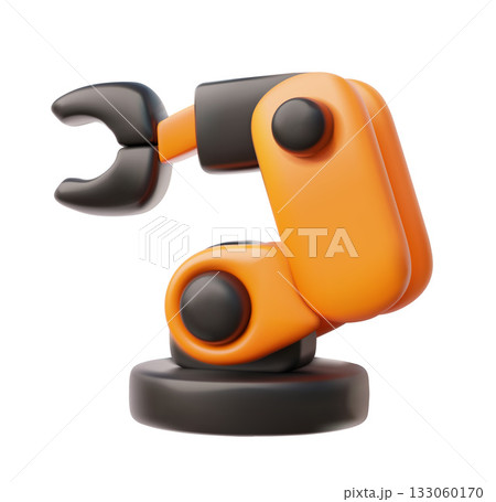 Industrial robot hand, vector 3D cartoon automatic technology, support service, artificial intelligence machine system Industrial robot hand, vector 3D cartoon automatic technology, support service, artificial intelligence machine system 133060170