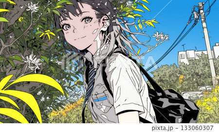 制服姿の女子高生：通学