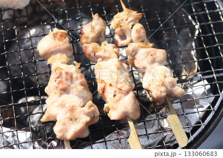 バーベキューで焼いた焼き鳥 バーベキューで焼いた焼き鳥 133060683