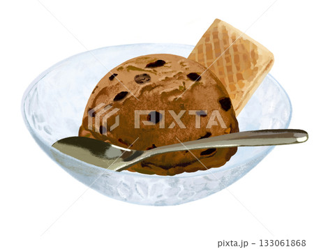 チョコチップアイス（チョコ）器とスプーン付き 133061868