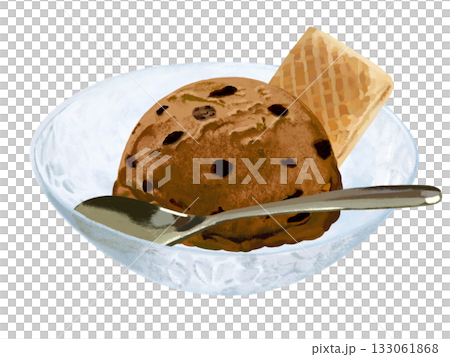 チョコチップアイス（チョコ）器とスプーン付き 133061868