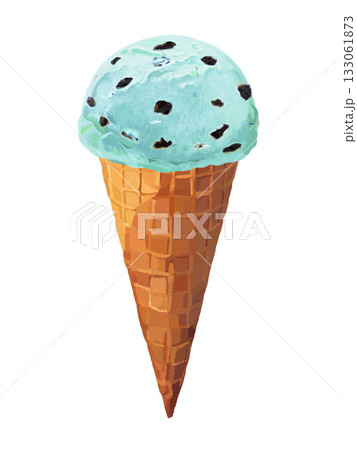 チョコチップアイス（チョコミント）ワッフルコーン付き 133061873