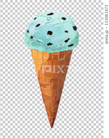 巧克力碎片冰淇淋(巧克力薄荷口味)配華夫餅筒 巧克力碎片冰淇淋(巧克力薄荷口味)配華夫餅筒 133061873