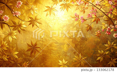 金箔の壁,金箔のテクスチャー,金箔の背景背景, AI生成画像 133062178