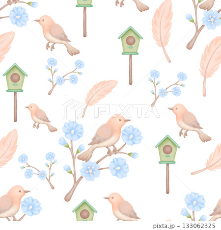 national bird day seamless watercolor bird pattern national bird day seamless watercolor bird pattern 133062325
