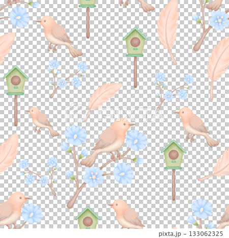 national bird day seamless watercolor bird pattern 133062325