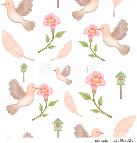 watercolor bird pattern design for national bird day watercolor bird pattern design for national bird day 133062326