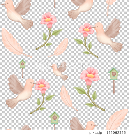 watercolor bird pattern design for national bird day 133062326