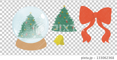 用水彩聖誕樹飾品製作的聖誕插圖 133062368